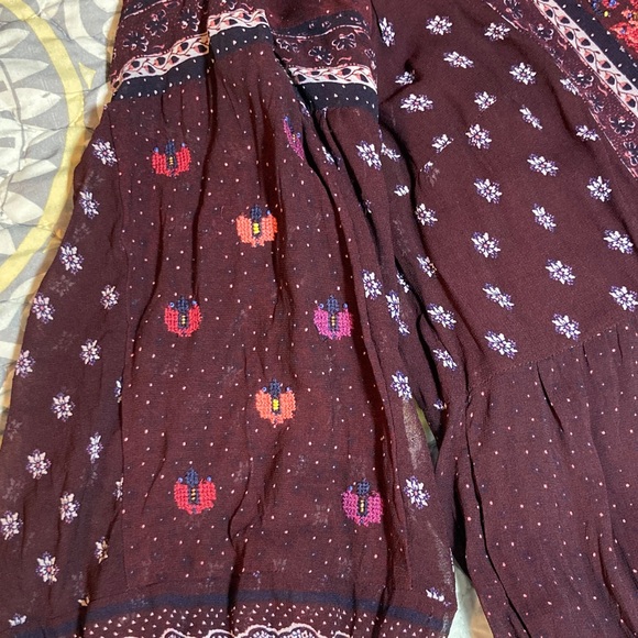 Anthropologie  Galene Embroidered Tunic Dress Size US 12 burgundy - Picture 9 of 15